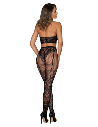 Ensemble Brassière fine résille et collant imprimé - DG0391BLK Dreamgirl 