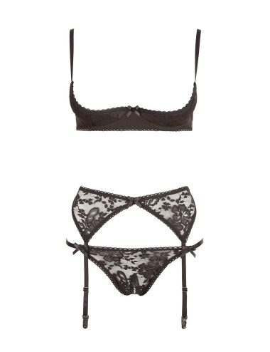 Ensemble sexy trois pièces en dentelle noire