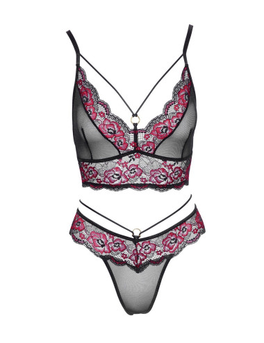 Ensemble soutien-gorge et string en dentelle et résille