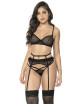 Ensemble soutien-gorge résille, porte-jarretelles et string noir Mapalé 