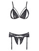 Ensemble trois pièces avec soutien-gorge fendu, porte-jarretelles et string noir COTTELLI & DIVERS 