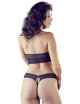 Soutien-gorge bandeau, en dentelle et résille noire et string ouvert - R2213648 COTTELLI & DIVERS 