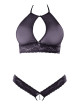 Soutien-gorge bandeau, en dentelle et résille noire et string ouvert - R2213648 COTTELLI & DIVERS 