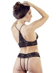 Soutien-gorge en dentelle noire et string ouvert - R2251167 COTTELLI & DIVERS 