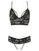 Soutien-gorge en dentelle noire et string ouvert - R2251167 COTTELLI & DIVERS 