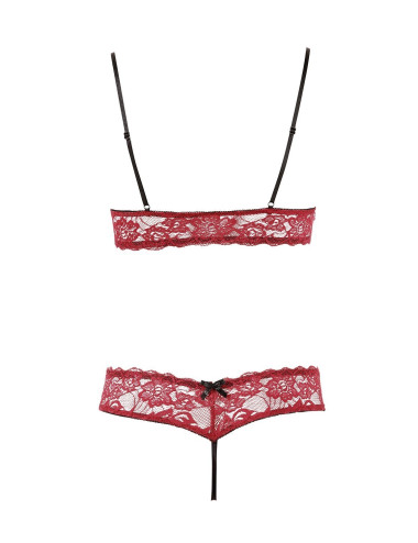 Soutien-gorge, bonnets ouverts, en dentelle rouge et string assorti - R2212447 COTTELLI & DIVERS 