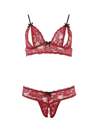 Soutien-gorge, bonnets ouverts, en dentelle rouge et string assorti - R2212447 COTTELLI & DIVERS 