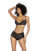 Soutien-gorge et shorty laçage dentelle florale noire - MAL8803BLK Mapalé 