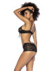 Soutien-gorge et shorty laçage dentelle florale noire - MAL8803BLK Mapalé 