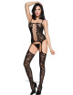 Bodystocking guêpière noir floral - ML1785BLK Music Legs 