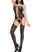 Bodystocking guêpière noir floral - ML1785BLK Music Legs 