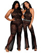 bodystocking en dentelle au crochet sans couture et résille noire - DG0468BLK Dreamgirl 