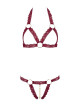 Soutien-gorge ouvert et string rouge à larges bandes sexy - Débora COTTELLI & DIVERS 