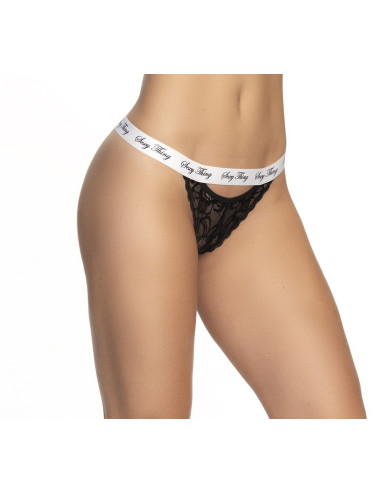 Culotte dentelle noir avec ceinture blanche imprimé - Kely