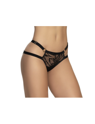 Shorty en dentelle florale noire et chaines Or - MAL116BLK Mapalé 