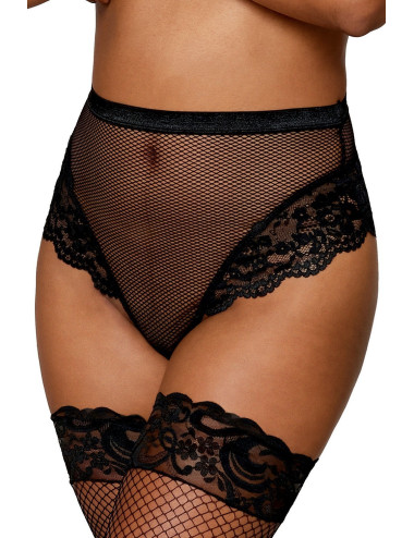 String résille taille haute avec porte-jarretelles noir - DG1478BLK Dreamgirl 