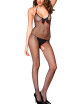 Bodystocking noir résille avec noeud satin et ouvert à l'entre-jambes - ML1622BLK Music Legs 