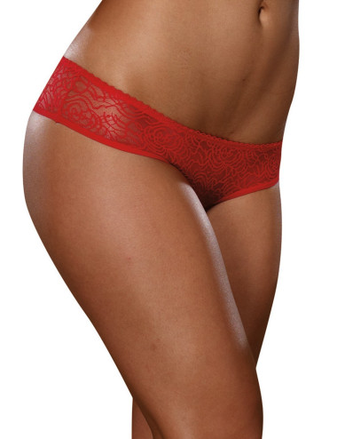 Tanga ouvert rouge dentelle avec noeud sur les fesses - DG1300RED Dreamgirl 